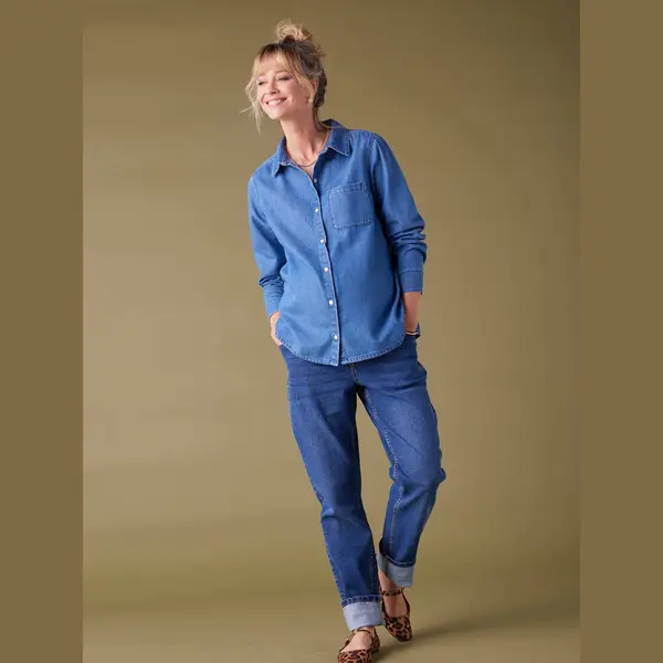 Zwangerschapsblouse Van Spijkerstof Envie De Fraise Ongewassen Denim thumbnail