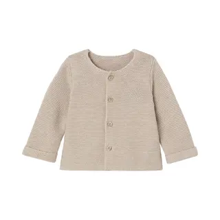 Vertbaudet Baby Strickjacke Aus Baumwolle Basic Beige Meliert 56