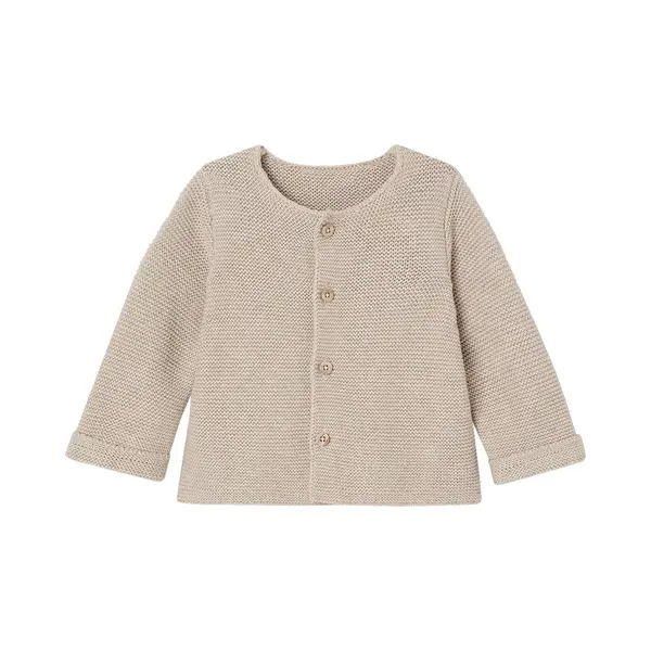 Vertbaudet Baby Strickjacke Aus Baumwolle Basic Beige Meliert 56 thumbnail