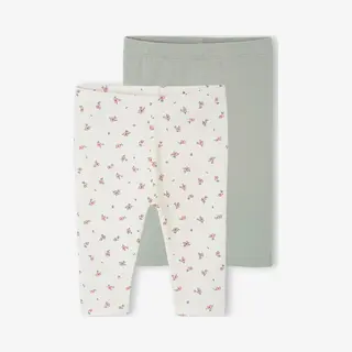 Vertbaudet Set Van 2 Basic Babyleggings Saliegroen