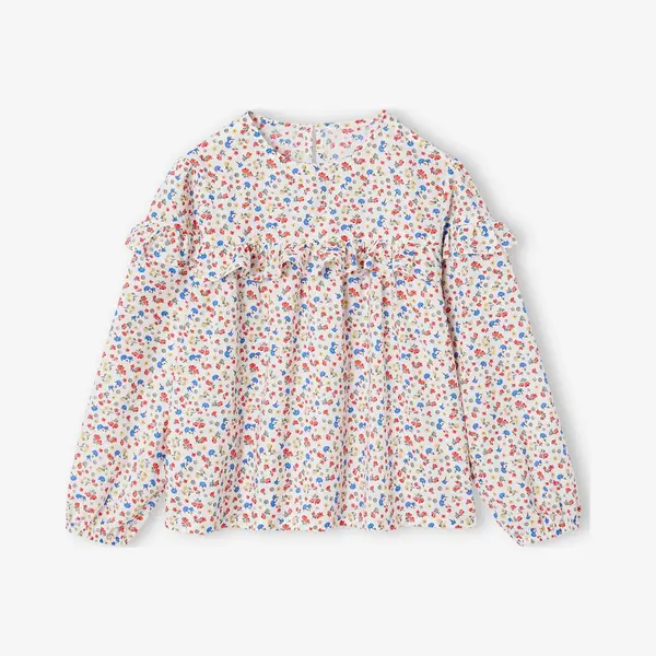 Vertbaudet Meisjesblouse Met Ruches Met Bloemenprint thumbnail