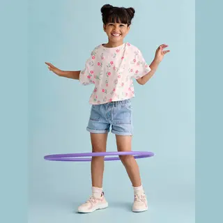 Vertbaudet Meisjesshort Van Jeanstof Basics Lichtblauw
