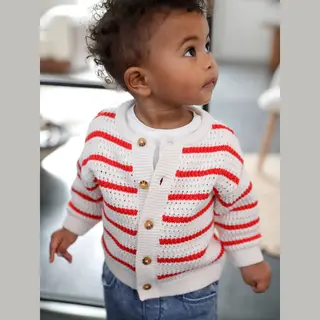Vertbaudet Gebreid Vestje Voor Baby's Rood, Gestreept