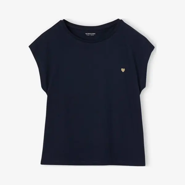 Vertbaudet Effen Basics Meisjesshirt Met Korte Mouwen Marineblauw thumbnail