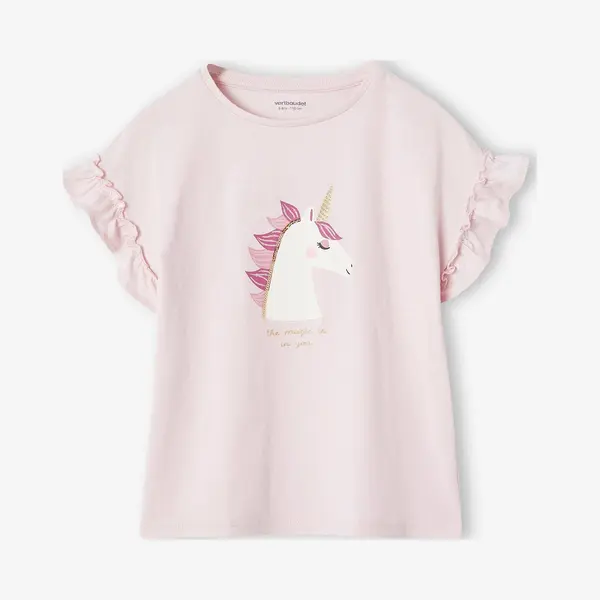 Vertbaudet Mädchen T-Shirt Mit Volantärmeln Hellrosa 86 thumbnail