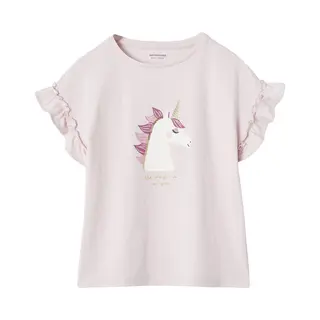 Vertbaudet Mädchen T-Shirt Mit Volantärmeln Hellrosa 146/152