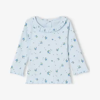 Vertbaudet Babyshirt Van Ribtricot Met Lange Mouwen Hemelsblauw