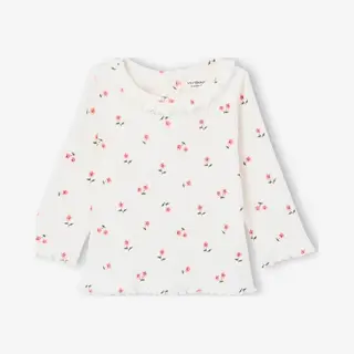Vertbaudet Babyshirt Van Ribtricot Met Lange Mouwen Lichtroze