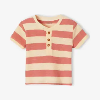 Vertbaudet T-shirt Met Strepen Voor Baby's In Honingraat Gebreid Terracottategel
