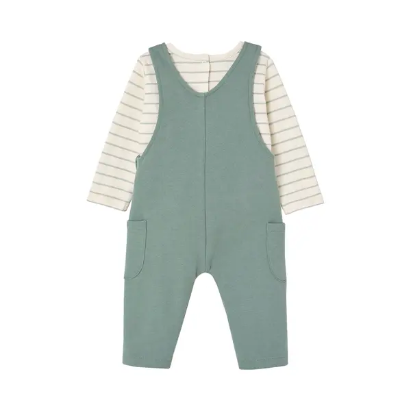 Vertbaudet Baby-Set Aus T-Shirt Und Latzhose Aus Fleece, Smaragdgrün, 4 A (104 Cm), Smaragdgrün, 4A(104CM) thumbnail