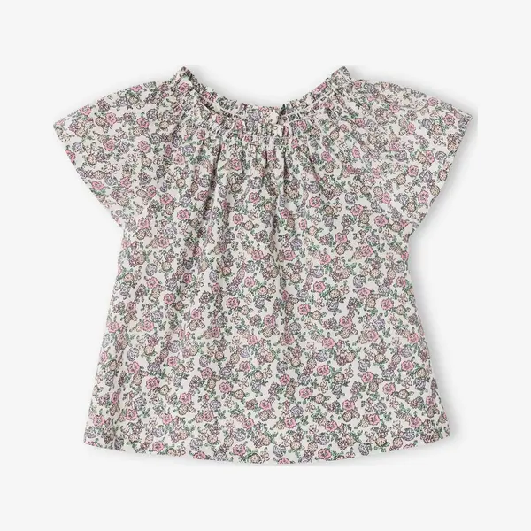 Vertbaudet Blouse Voor Pasgeborene Met Bloemenprint Ecru thumbnail