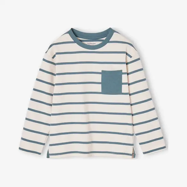 Vertbaudet Aanpasbaar Jongensshirt Met Strepen Blauwgroen thumbnail