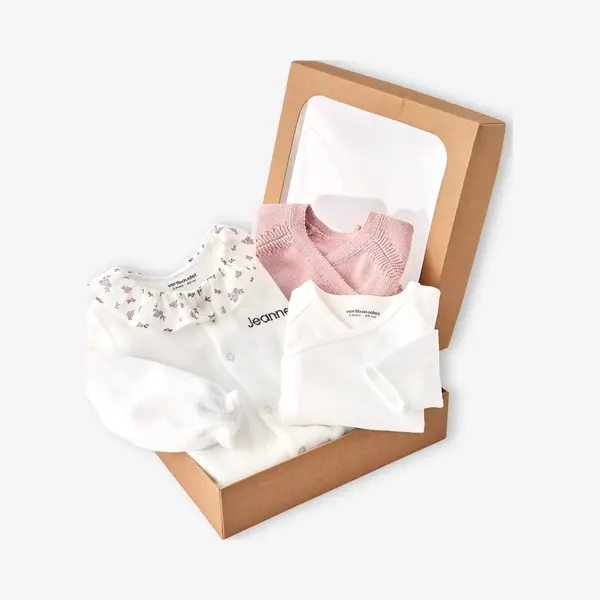 Vertbaudet Babypakje 3-delige Set In Effen Tricot Vestje + Babyslaappakje + Body Rozen thumbnail