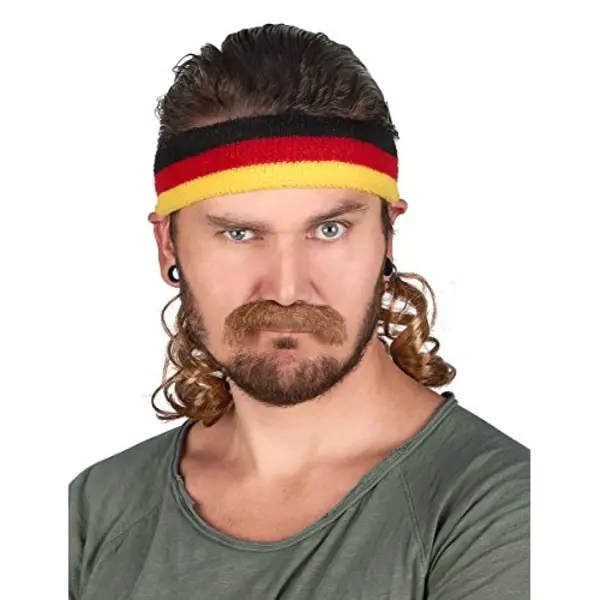 Deguise Toi Vokuhila Stirnband In Deutschlandfarben Mit Schnurrbart - Bunt thumbnail