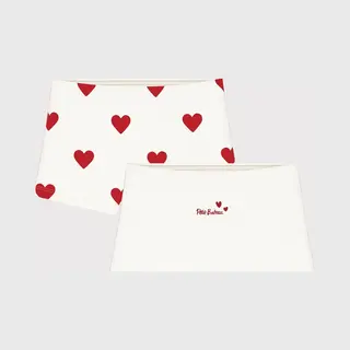 Petit Bateau Setje Met 2 Katoenen Shorty's Met Hartjesprint Voor Kinderen Meisjes Onderbroek - Wit/Rood + Wit/Rood
