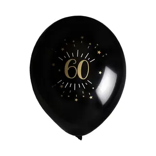 Santex Verjaardag Leeftijd Ballonnen 60 Jaar - 8x Stuks - Zwart/goud - 23 Cm - Feestartikelen