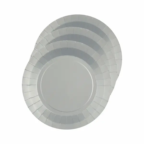 Santex Bordjes Karton - 10x - Rond - Zilver - 22 Cm - Feestbordjes thumbnail