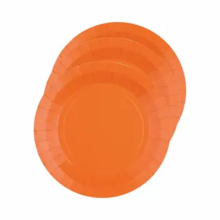 Santex Bordjes Karton - 10x - Rond - Oranje - 22 Cm - Feestbordjes
