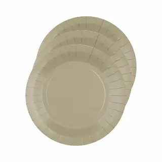 Santex Bordjes Karton - 10x - Rond - Taupe - 22 Cm - Feestbordjes