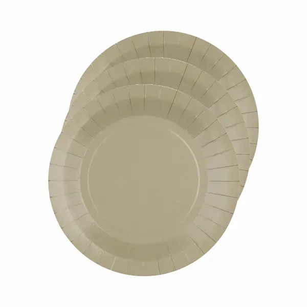 Santex Bordjes Karton - 10x - Rond - Taupe - 22 Cm - Feestbordjes thumbnail