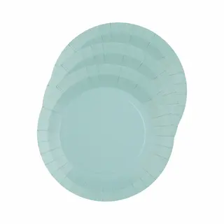 Santex Bordjes Karton - 10x - Rond - Lichtblauw - 22 Cm - Feestbordjes