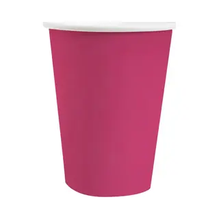 Santex Feest/verjaardag Bekertjes - 10x Stuks - Karton - Fuchsia - 270 Ml