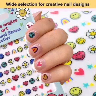 Take Care Smiley Nagelstickers - Voor Kinderen - Set Van 72 Stickers + 24 Steentjes - Officieel Gelicentieerd