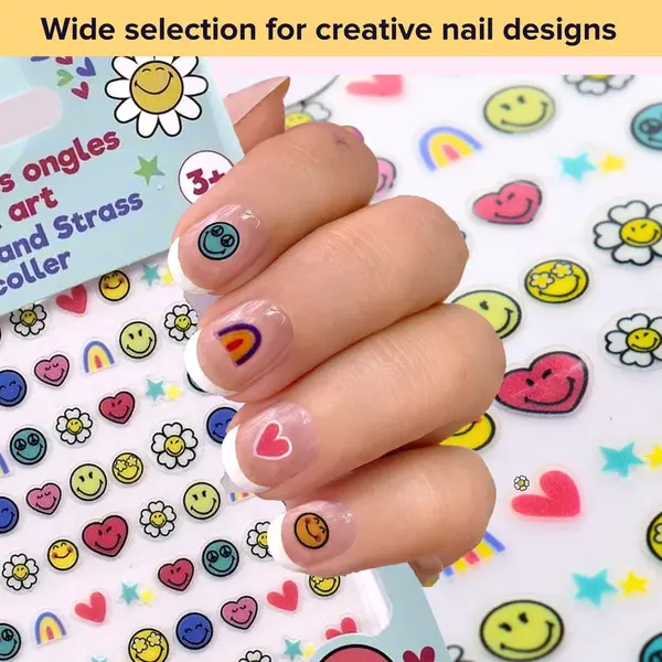 Take Care Smiley Nagelstickers - Voor Kinderen - Set Van 72 Stickers + 24 Steentjes - Officieel Gelicentieerd thumbnail