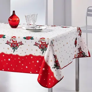Kerst Tafelkleed Kerstman 145x200cm - Tafellaken Polyester - Vocht- En Vuilafstotend