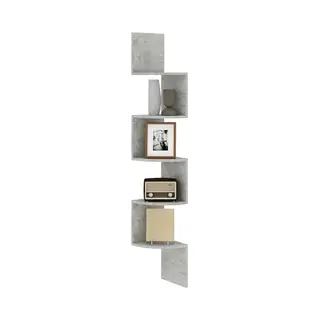Homcom Hoekplank, Wandmontage, Zigzagvorm, 20 L X 20 B X 126 H, 5 Niveaus, Hout (grijs)