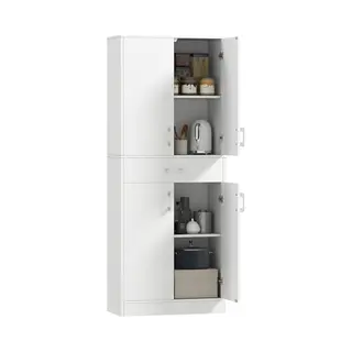 Homcom-Keukenkast-70, 8x34x180cm-Hout-Wit