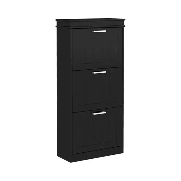 Homcom Schoenenkast 15 Paar, Moderne Smalle Schoenenkast Met 3 Opklapbare Laden En Verstelbare Planken, Voor Hal En Entree, 54 X 24 X 117, 5 Cm, Zwart thumbnail