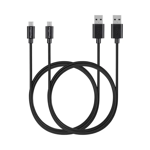 Phonillico 2x Micro Usb Naar Usb A Kabel Zwart - 1 Meter - Oplaadkabel Voor Samsung Galaxy S7 Edge / S7 / S6 Edge Plus / S6 Edge / S6 / S5 Mini / S4 / S4 Mini / thumbnail