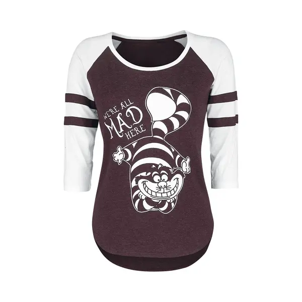 Alice Im Wunderland We're All Mad Here Langarmshirt Bordeaux Weiß In M thumbnail
