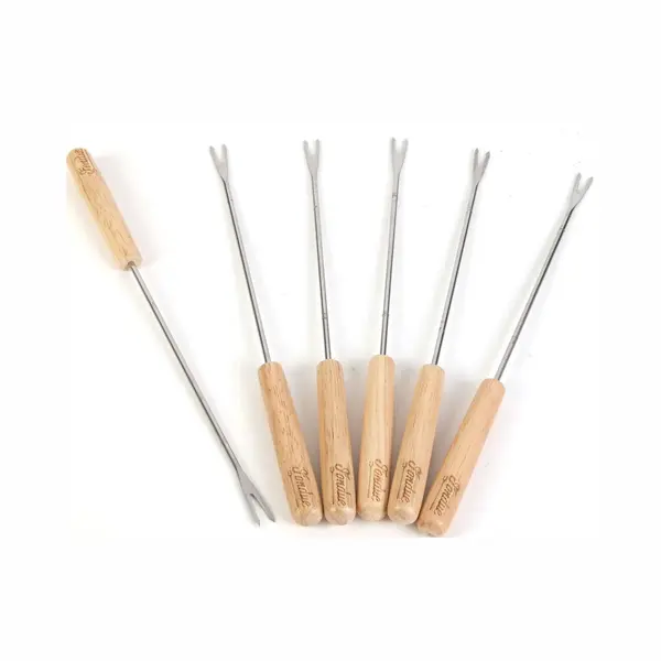 Cook Concept KU6535 Pack Of 6 Fondue Spikes For Kitchen/Cooking/Barbecue, Stainless Steel Wood thumbnail