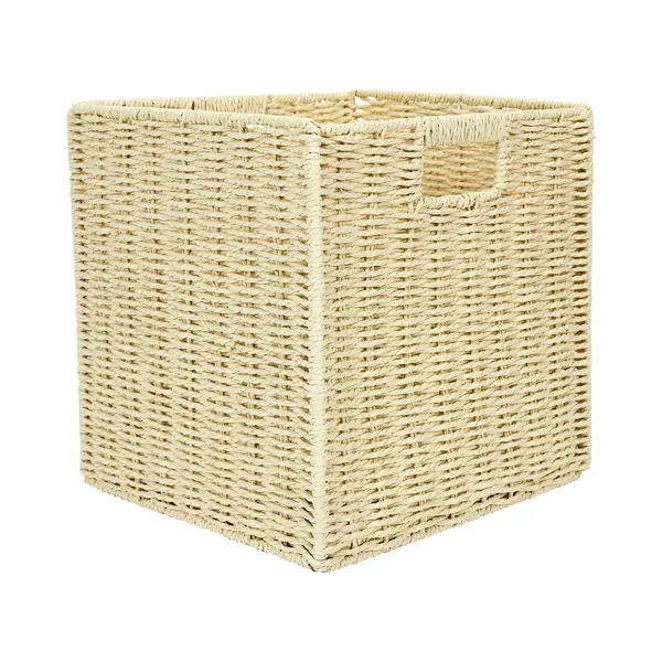 Home Deco Factory Opbergmand/kastmandje - Naturel - 30 X 30 X 30 Cm - 29 Liter - Vakkenkast Manden - Gevlochten - Opvouwbaar - Kisten - Boxen thumbnail