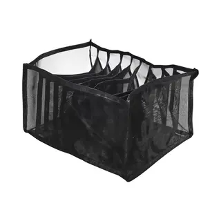 Home Deco Factory Opbergmand - 1x Stuks - 9 Vakjes - Zwart - Ladekast Organizer - Ondergoed En Sokken - Ladekast
