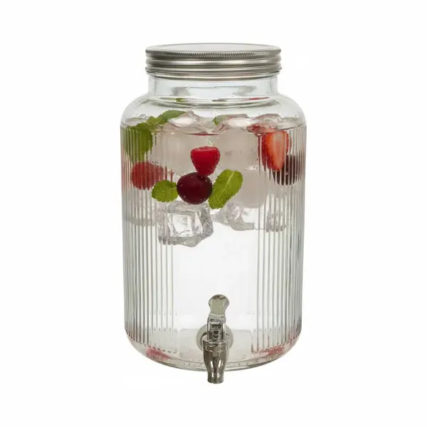 Home Deco Factory Drankdispenser Met Kraantje - 5 Liter - Groen Transparant Glas - Limonadetap - Waterdispenser - 18 X 30 Cm thumbnail