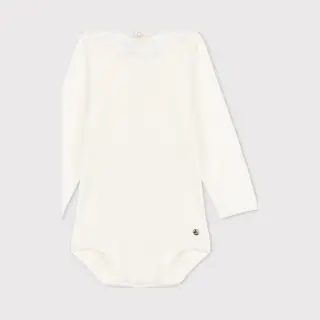 Petit Bateau Babybody Met Lange Mouwen En Kraagje Van Katoen Meisjes Rompertje - Maat 74