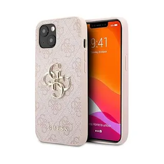 IPhone 13 Backcase Hoesje - Guess - Effen Roze - Kunstleer