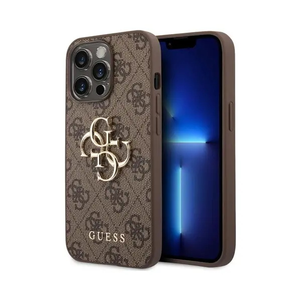 Guess Pu 4G Metal Logo Case (Apple IPhone 14 Pro), Smartphone Hülle, Braun thumbnail