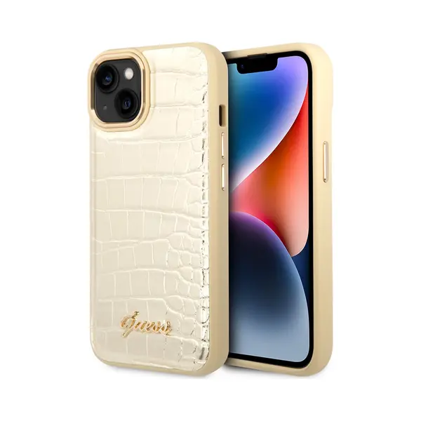 Guess GUHCP14SHGCRHD Hülle Für IPhone 14 6, 1" Gold/Gold Hardcase Croco Collection thumbnail