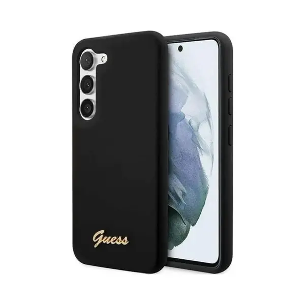 Cg Mobile Hülle Guess GUHCS23SSLSMK Samsung S23 S911 Schwarz Silikon Vintage Gold Logo thumbnail