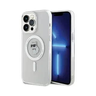 Karl Lagerfeld, MagSafe Hoesje Geschikt Voor Apple IPhone 15 Pro Max Iml Met Zittend Poppenmotief, Transparant