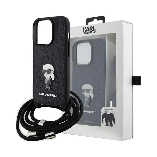Karl Lagerfeld KLHCP15LSASKNPSK IPhone 15 Pro 6.1" Hardcase Czarny/black Crossbody Saffiano Monogram (Apple IPhone 15 Pro), Smartphone Hülle, Schwarz thumbnail