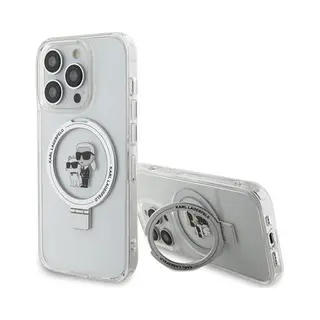 Karl Lagerfeld Ring Stand Karl & Choupette Hard Case Back Cover Met MagSafe Voor Apple IPhone 13 Pro Max - Wit