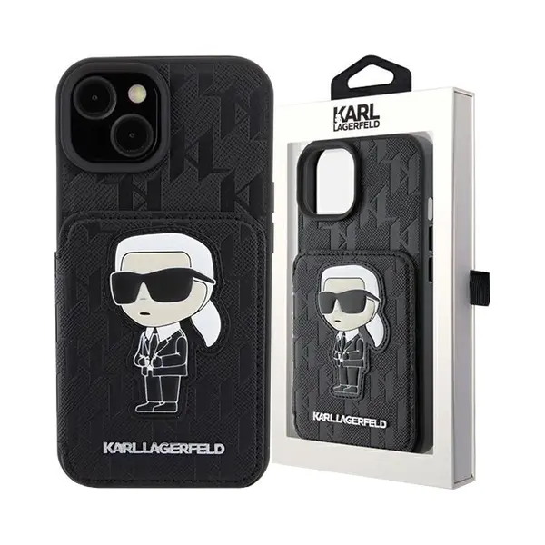Karl Lagerfeld KLHCP15SSAKKNSCK IPhone 15 6.1" Czarny/black Hardcase Saffiano Cardslots And Stand Mo (Apple IPhone 13, Apple IPhone 14, Apple IPhone thumbnail