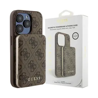 Guess Set Magnetic Powerbank & Phone Case (Apple IPhone 15 Pro Max), Smartphonehoes, Bruin