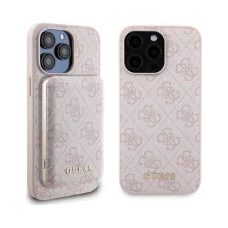 Guess Zestaw GUBPM5P15X4GEMGP IPhone 15 Pro Max 6.7" Hardcase + Powerbank 5000mAh MagSafe Różowy/pin (Apple IPhone 15 Pro Max), Smartphone Hülle,
