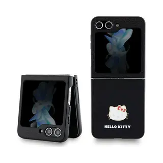 Hello Kitty Hello - Kitty - Metalen Logo Kitty Head Case Voor Samsung Galaxy Z Flip - 5 - Zwart